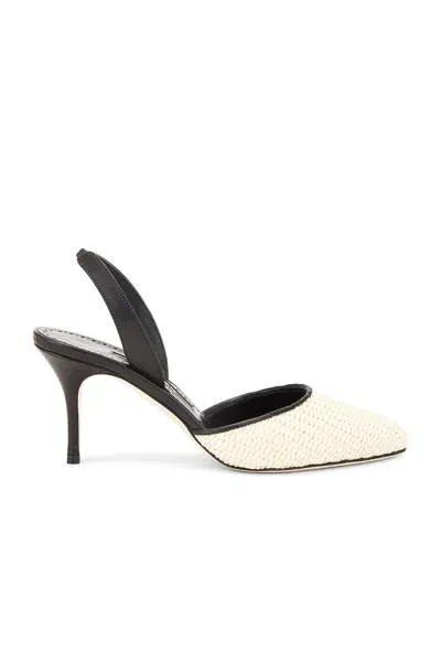 Manolo Blahnik Casam 70 Raffia Pump In Lkha