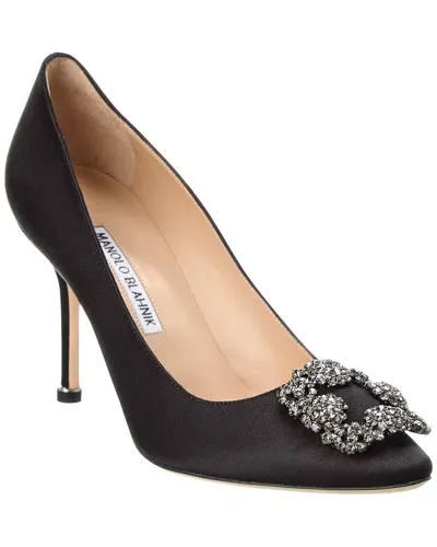 Manolo Blahnik Hangisi 90 Satin Pump In Black