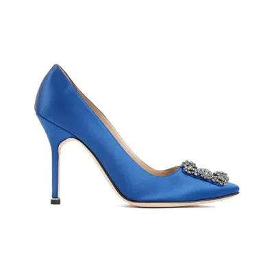 Manolo Blahnik Hangisi 105 Royal Blue Satin Pumps