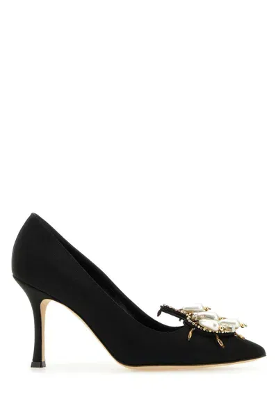 Manolo Blahnik Orientalia 90mm Leather Pumps In Black