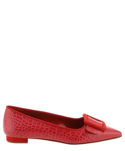 Manolo Blahnik Maysale Ballet Flats In Red