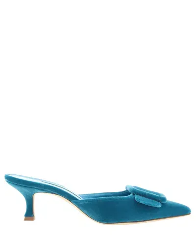 Manolo Blahnik Maysale Heeled Mules In Blau