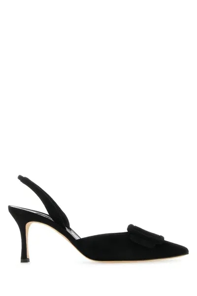 Manolo Blahnik Black Maysli Heels In 0015 Blck