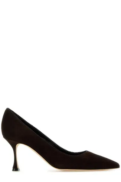 Manolo Blahnik Gala Suede Stiletto Pumps In Navy