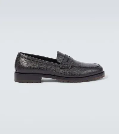 Manolo Blahnik Randy Leather Penny Loafers In Black