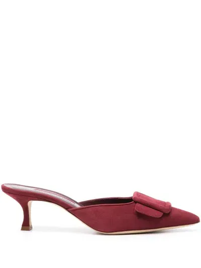 Manolo Blahnik Maysale 50mm Suede Mules In Rot