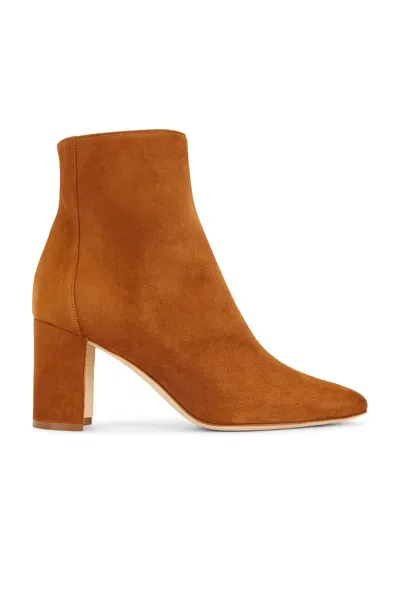 Manolo Blahnik Suede Ankle Boots In Medium Brown