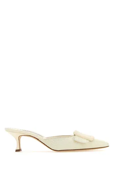 Manolo Blahnik Scarpe Con Tacco-36 Nd  Female In Beige/white