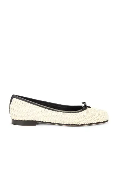 Manolo Blahnik Veralli 10 Raffia Flat In Black