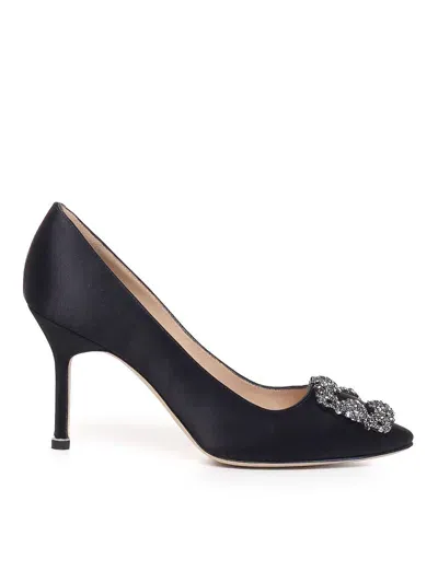 Manolo Blahnik Hangisi 105 Black Satin Pump