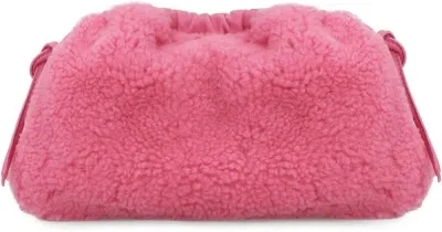 Mansur Gavriel Cloud Shearling Mini Clutch Bag In Fuchsia