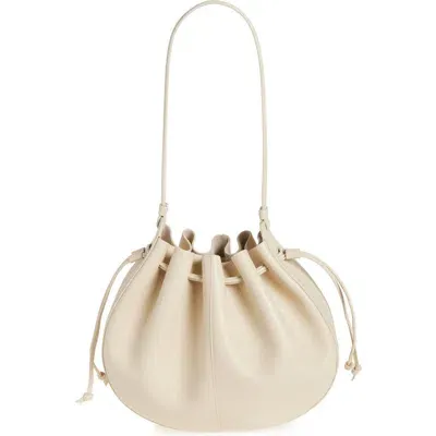 Mansur Gavriel Flores Drawstring Leather Shoulder Bag In Avorio