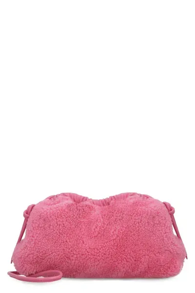 Mansur Gavriel Cloud Shearling Mini Clutch Bag In Purple