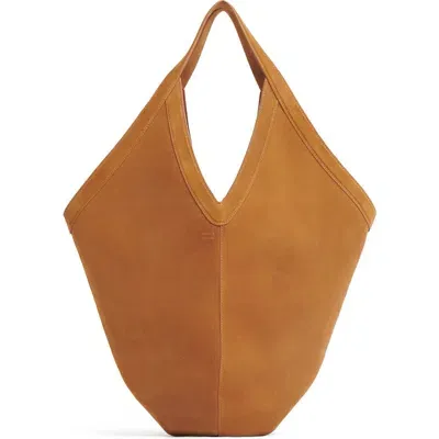 Mansur Gavriel Soft M Suede Hobo Bag In Caramel