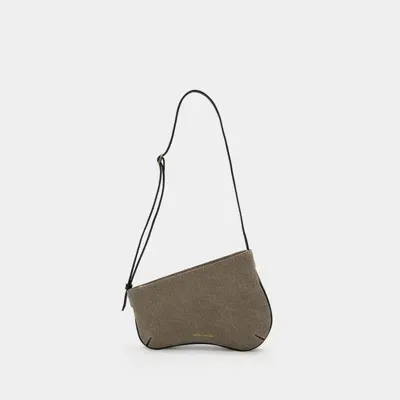 Manu Atelier Mini Curve Hobo Bag In Grey