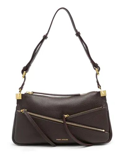 Manu Atelier Three Zipped Shoulder Bag In Brown