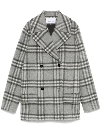 Manuel Ritz Checked Peacoat In Grey