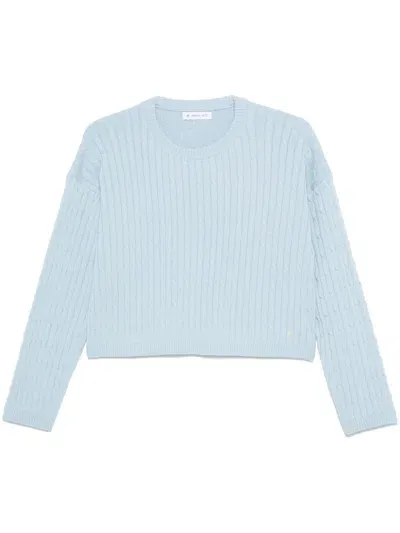 Manuel Ritz Cropped Cable-knit Sweater In Blue