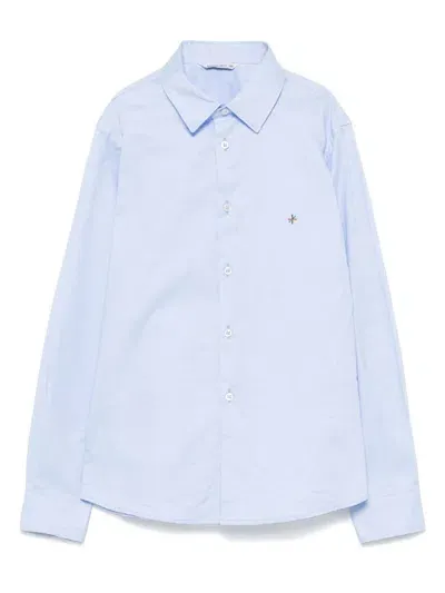 Manuel Ritz Kids' Embroidered-logo Shirt In Blue