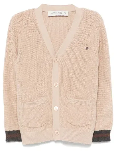 Manuel Ritz Kids' Logo-embroidered Cardigan In Neutrals