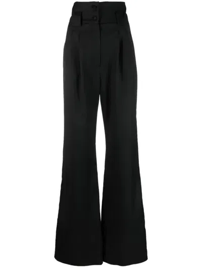 Manurí High-waist Wide-leg Trousers In 黑色