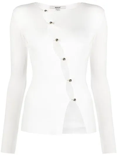 Manurí Nina Asymmetric Button-up Cardigan In White