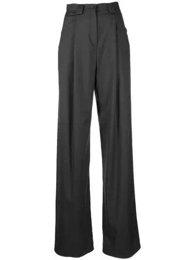 Manurí Pleat-detail Two-pocket Palazzo Pants In Black