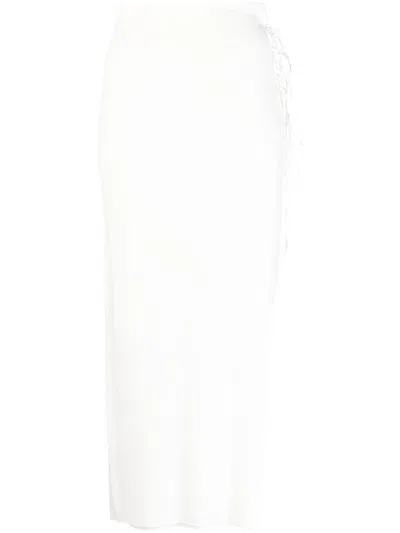 Manurí Slit Lace-up Skirt In Weiss