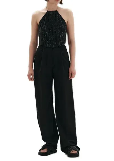 Manurí Manuri Embellished Halterneck Cropped Top In Black