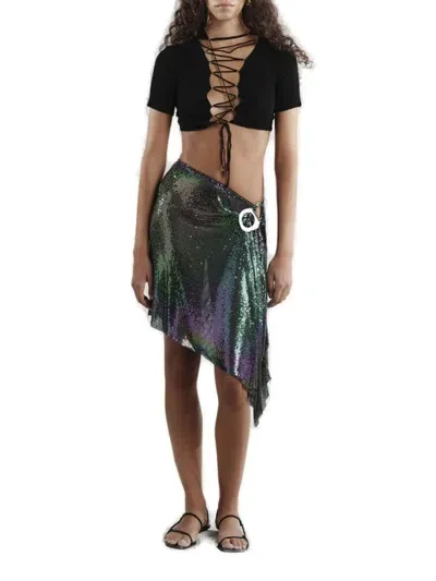 Manurí Sequined Asymmetric Miniskirt In Multi