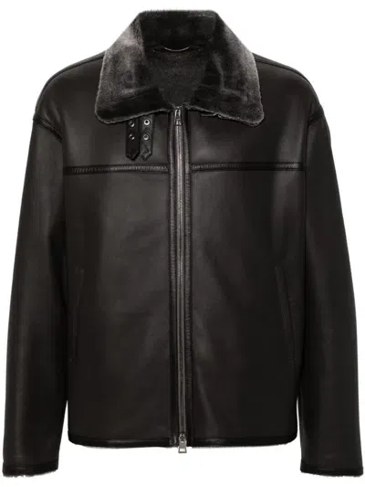 Manzoni 24 Leather Jacket In Brown