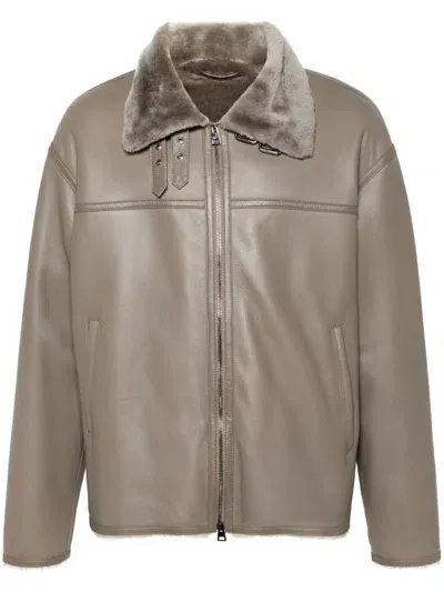 Manzoni 24 Leather Jacket In Grey