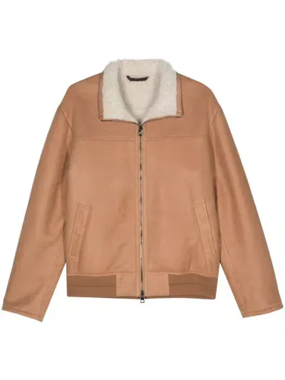 Manzoni 24 Leather Jacket In Neutrals