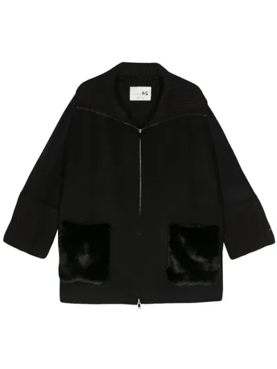 Manzoni 24 Reversible Wool Cape In Black  