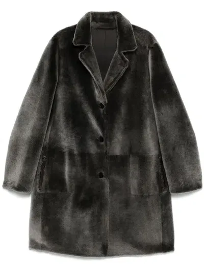 Manzoni 24 Reversible Shearling Coat In Grey