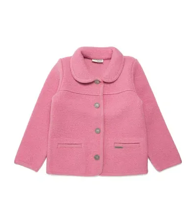 Marae Kids' Wool Collared Jacket In Pink