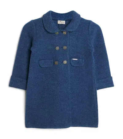 Marae Kids' Wool Double-breasted Coat In Blue