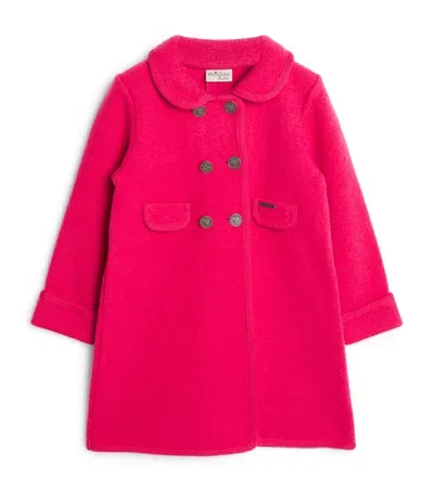 Marae Kids' Wool Double-breasted Coat In Pink