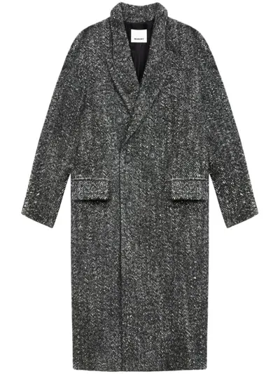 Marant Double-breasted Coat In Black  