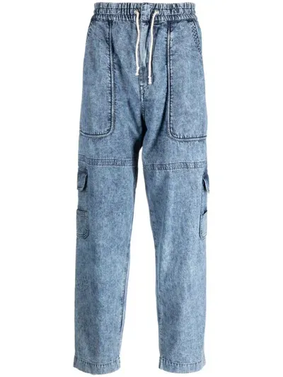 Marant Drawstring Cargo Cotton Trousers In Blau