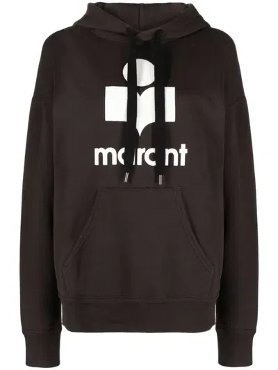 Marant Etoile Mansel Logo Cotton Hoodie In Black