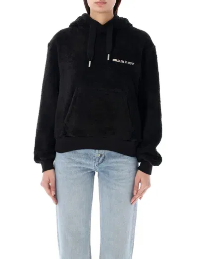 Marant Etoile Maeva Logo-embroidered Fleece Hoodie In Black