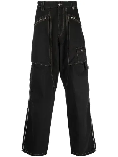 Marant Multiple-pockets Wide-leg Trousers In Black