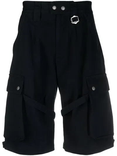 Marant Strap-detailing Cotton Cargo Shorts In Blue