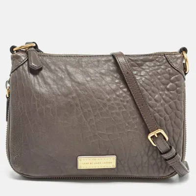 Pre-owned Marc By Marc Jacobs Grey Leather Wash Up Nash Zip Crossbody Bag