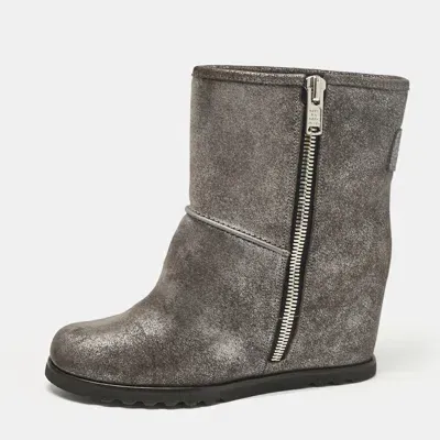 Pre-owned Marc By Marc Jacobs Silver Suede Ankle Length Boots Size 37