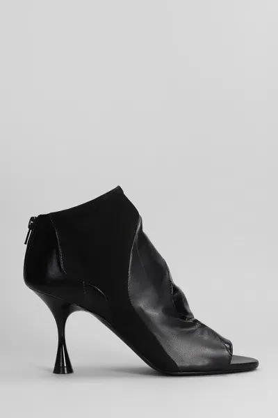 Marc Ellis Vortex High Heels Ankle Boots In Black Suede And Leather