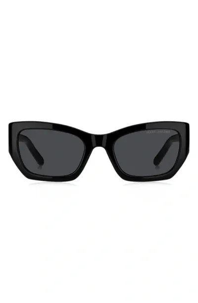 Marc Jacobs 53mm Cat Eye Sunglasses In Black Dark Grey