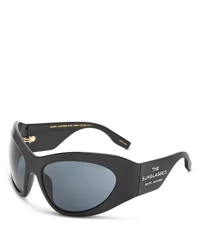 Marc Jacobs 773/s Wrap Sunglasses, 62mm In Black/gray Solid