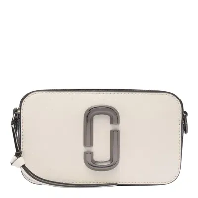 Marc Jacobs Two-color Leather Snapshot Crossbody Bag In White